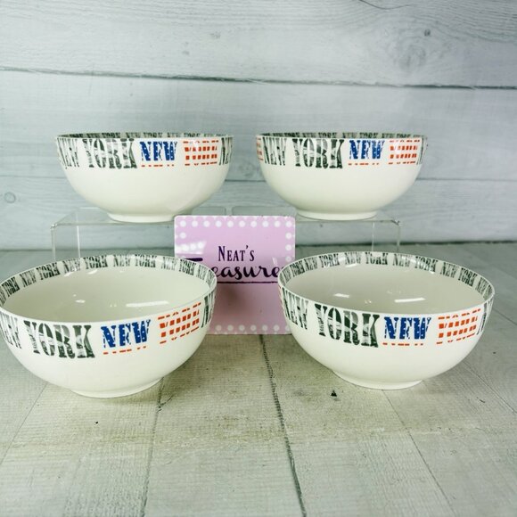 Creative Tops NEW YORK  Iconic Skyline Porcelain White Soup Cereal Bowls Set 4 - Picture 1 of 16
